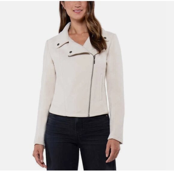 Matty M Jackets & Blazers - Matty M Ladies' Knit Moto Jacket Tan (Natural) Large